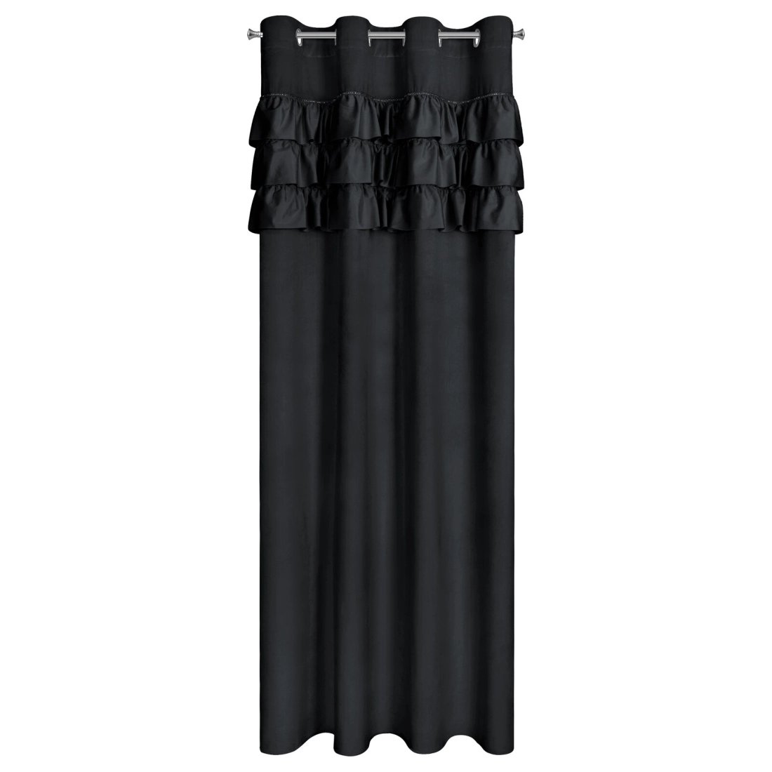 Záves 140x250 cm zamatový čierny na kovové krúžky SAMI