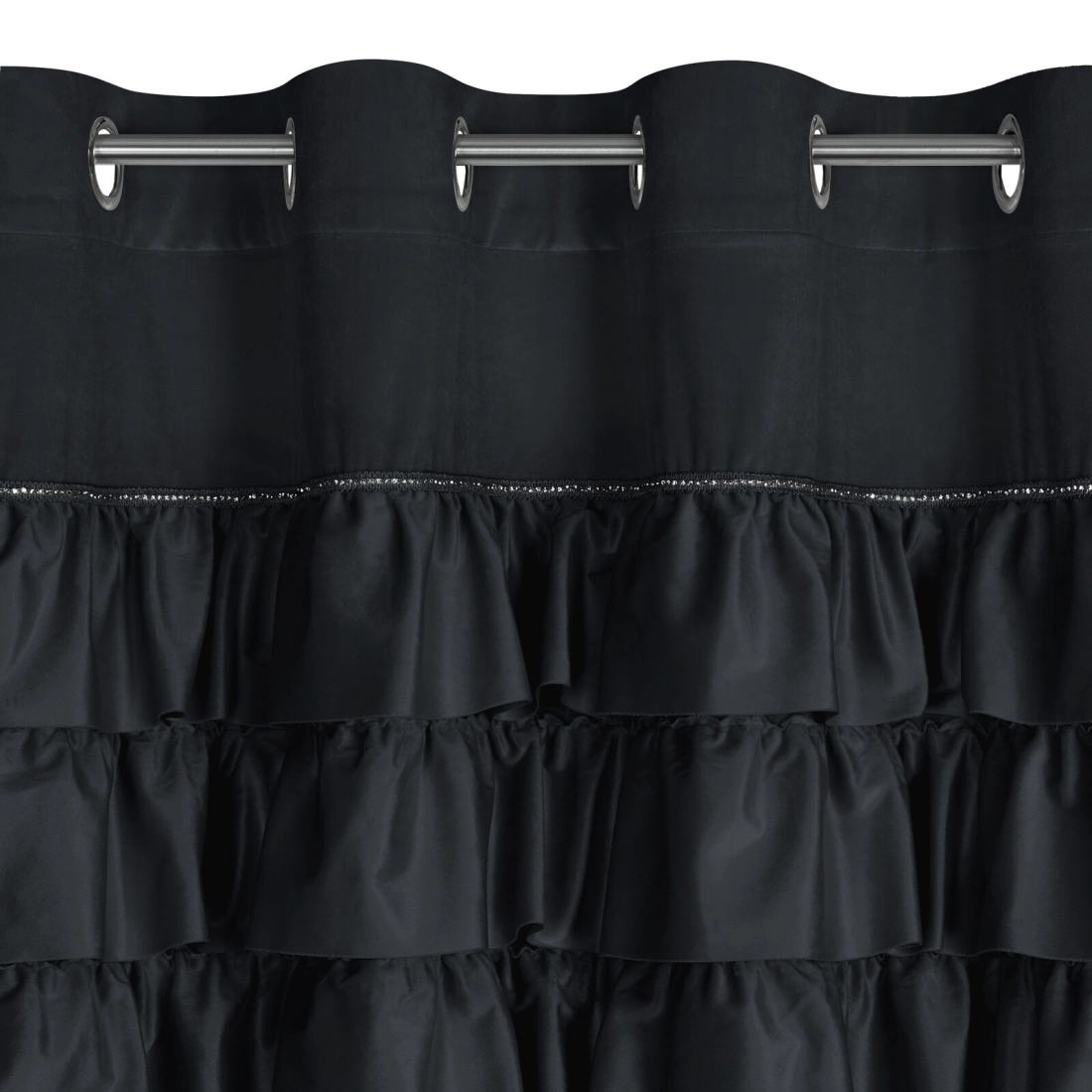 Záves 140x250 cm zamatový čierny na kovové krúžky SAMI