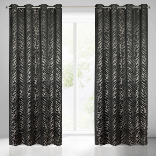 Záves 140x250 cm zamatový čierny na kovové krúžky SARA