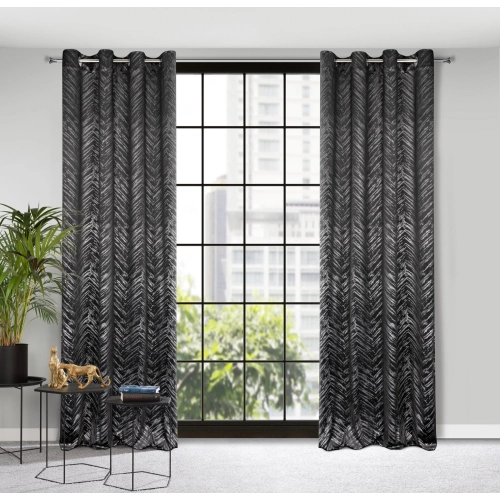 Záves 140x250 cm zamatový čierny na kovové krúžky SARA