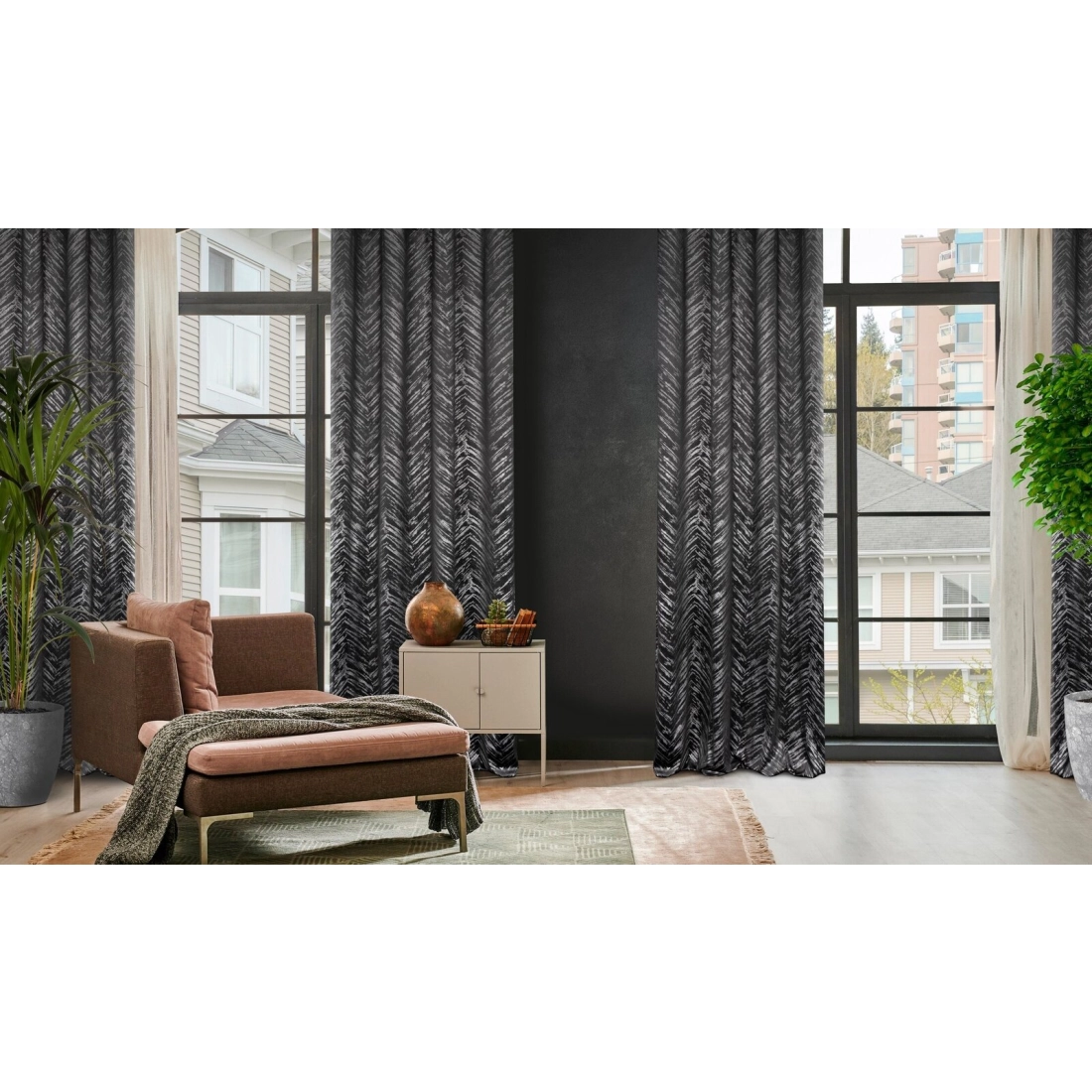 Záves 140x250 cm zamatový čierny na kovové krúžky SARA