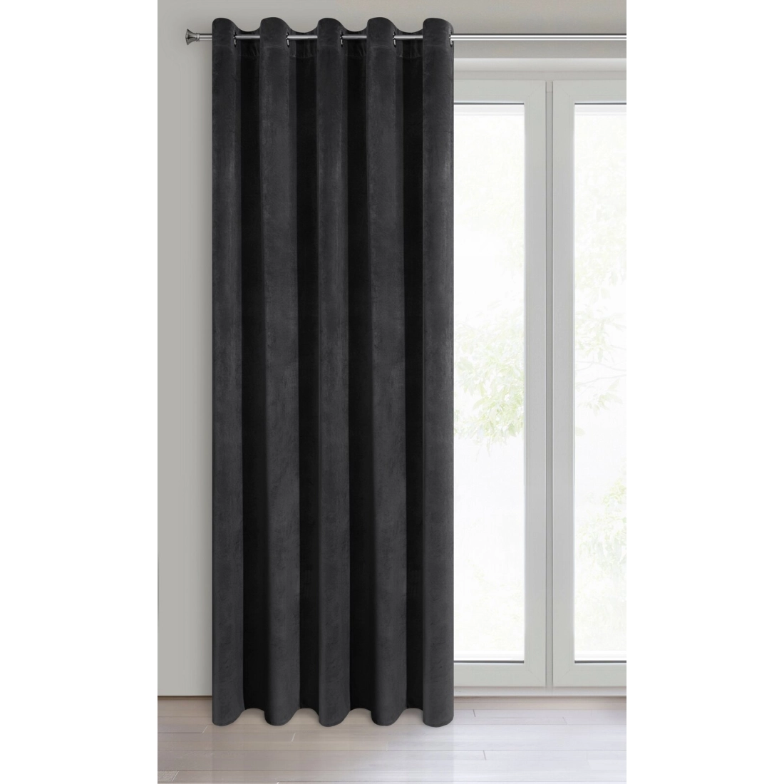 Záves 140x250 cm zamatový čierny na kovové krúžky VILLA