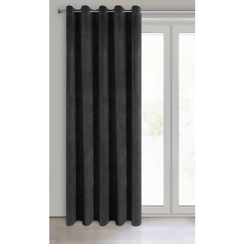 Záves 140x250 cm zamatový čierny na kovové krúžky VILLA