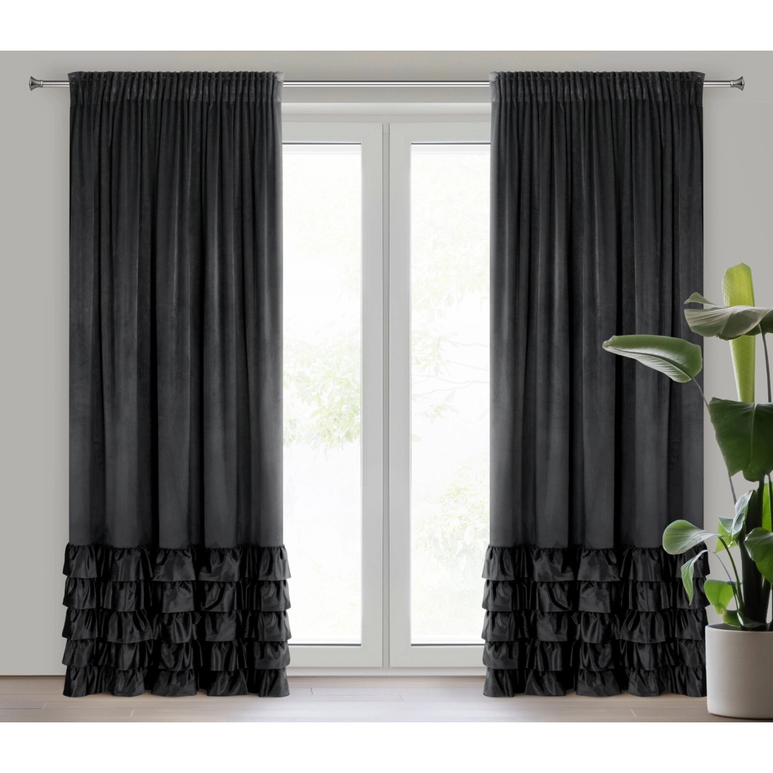 Záves 140x250 cm zamatový čierny na riasiacu pásku DANI