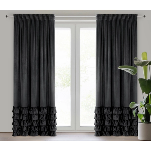 Záves 140x250 cm zamatový čierny na riasiacu pásku DANI