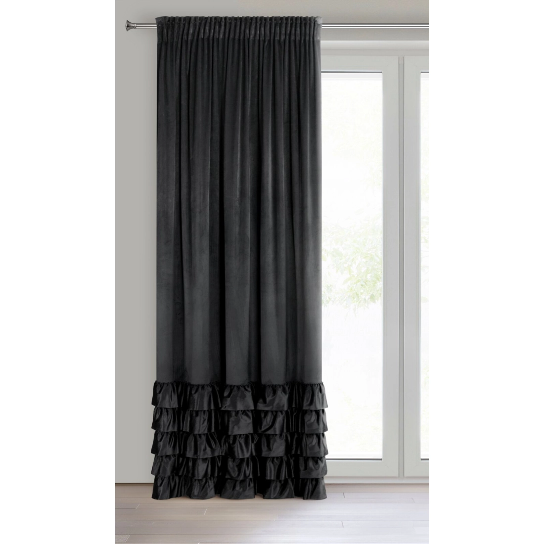 Záves 140x250 cm zamatový čierny na riasiacu pásku DANI