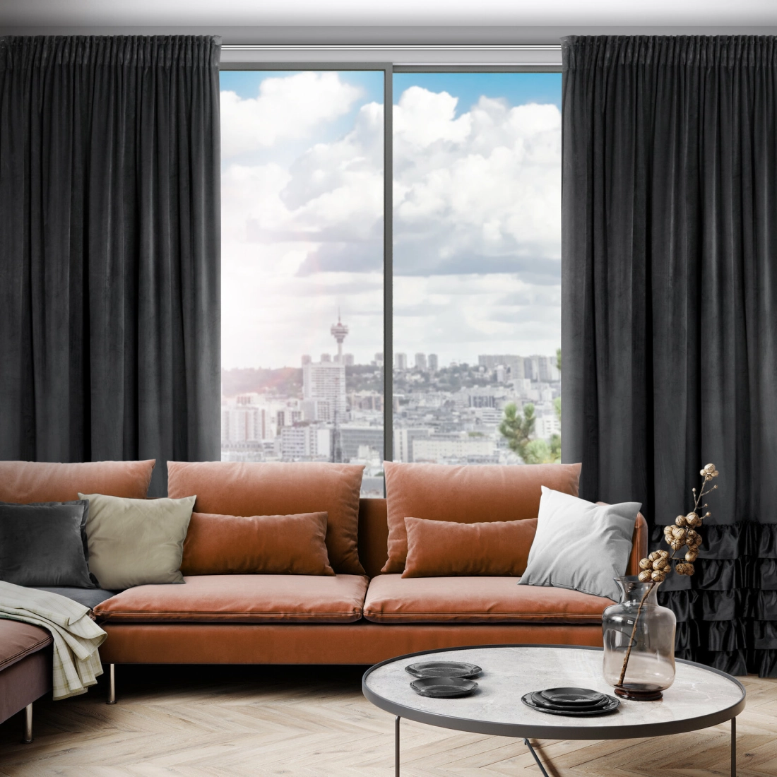 Záves 140x250 cm zamatový čierny na riasiacu pásku DANI