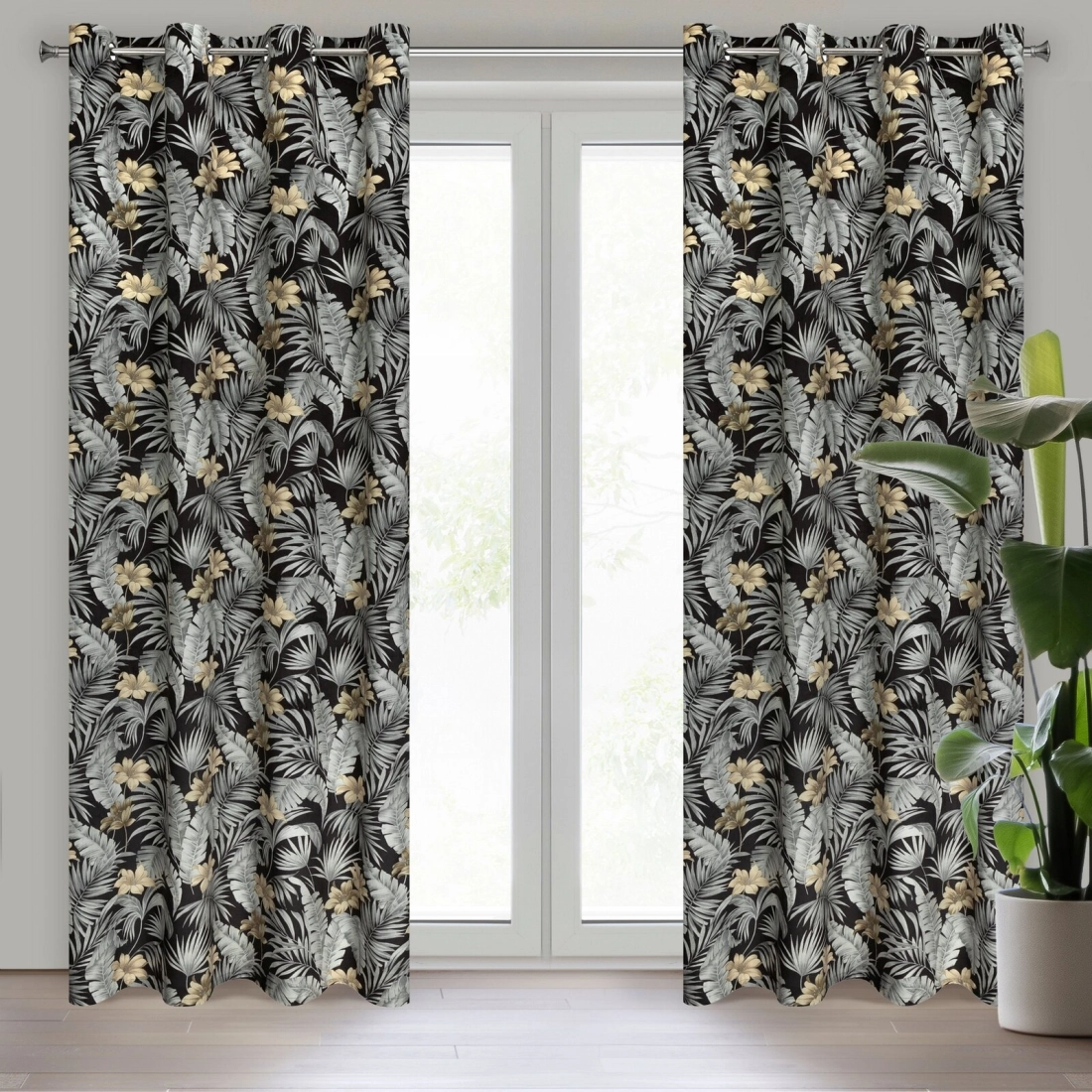 Záves 140x250 cm zamatový čierny, oceľový na kovové krúžky LOREN