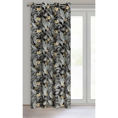 Záves 140x250 cm zamatový čierny, oceľový na kovové krúžky LOREN