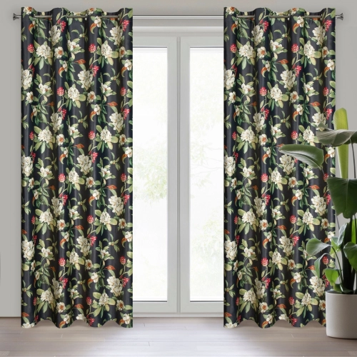 Záves 140x250 cm zamatový čierny, olivový na kovové krúžky ALEA