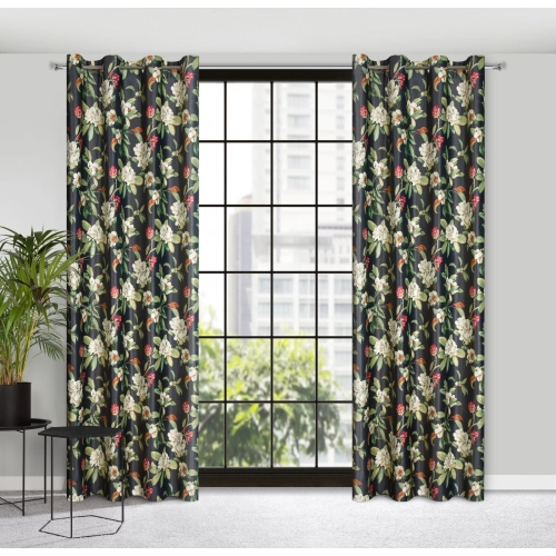 Záves 140x250 cm zamatový čierny, olivový na kovové krúžky ALEA