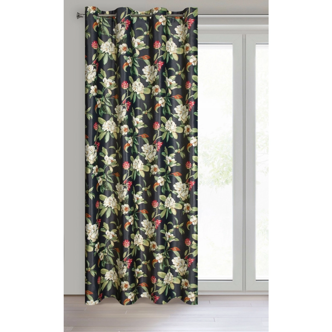 Záves 140x250 cm zamatový čierny, olivový na kovové krúžky ALEA