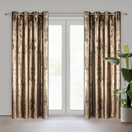 Záves 140x250 cm zamatový čierny, šampanský na kovové krúžky EMILA