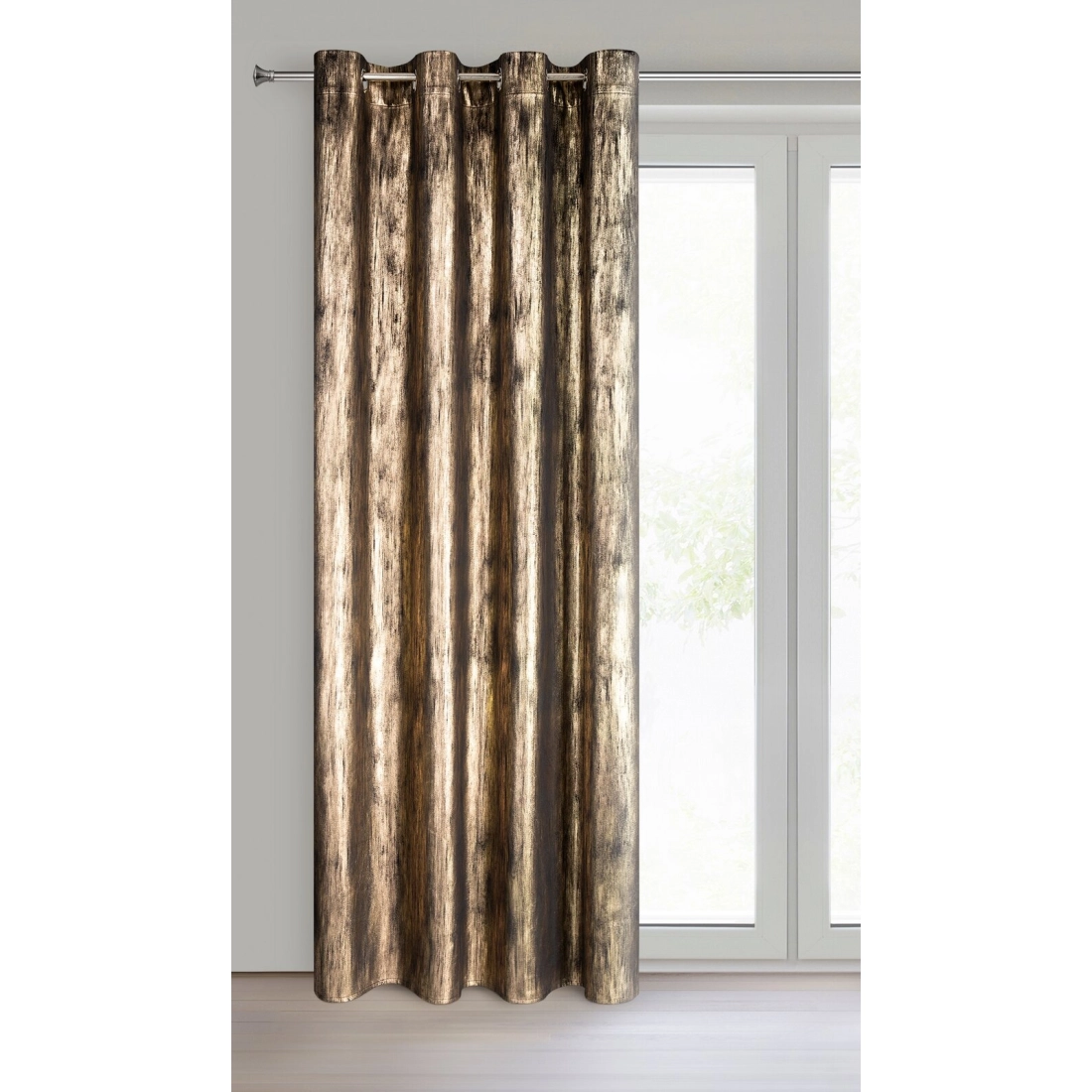 Záves 140x250 cm zamatový čierny, šampanský na kovové krúžky EMILA