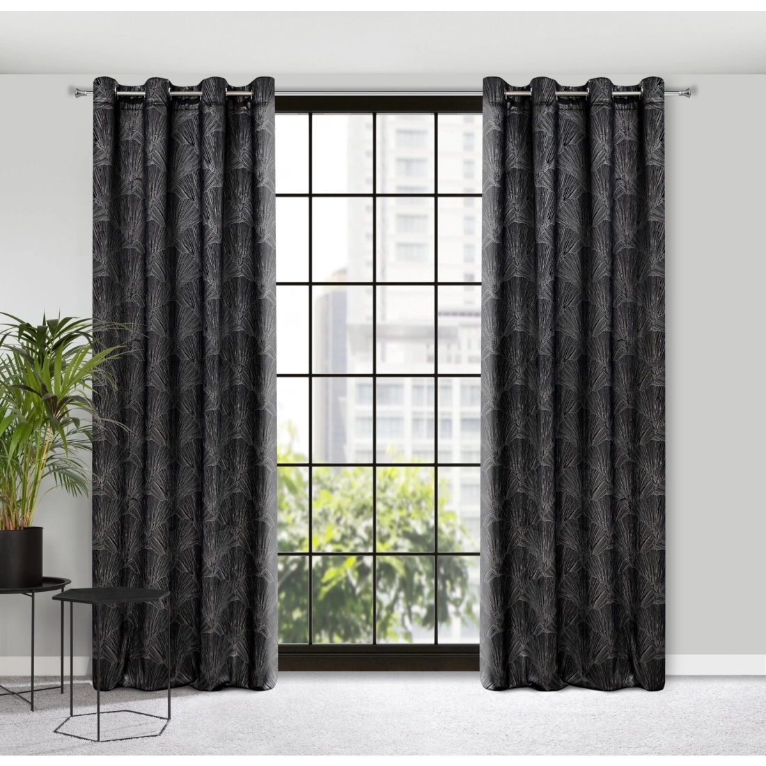 Záves 140x250 cm zamatový čierny, šampanský na kovové krúžky GOJA - Pierre Cardin