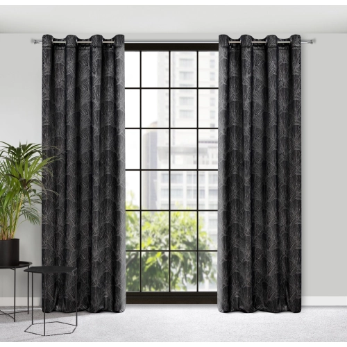 Záves 140x250 cm zamatový čierny, šampanský na kovové krúžky GOJA - Pierre Cardin