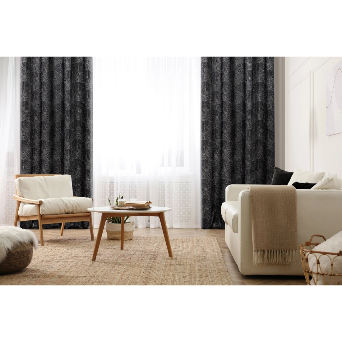 Záves 140x250 cm zamatový čierny, šampanský na kovové krúžky GOJA - Pierre Cardin