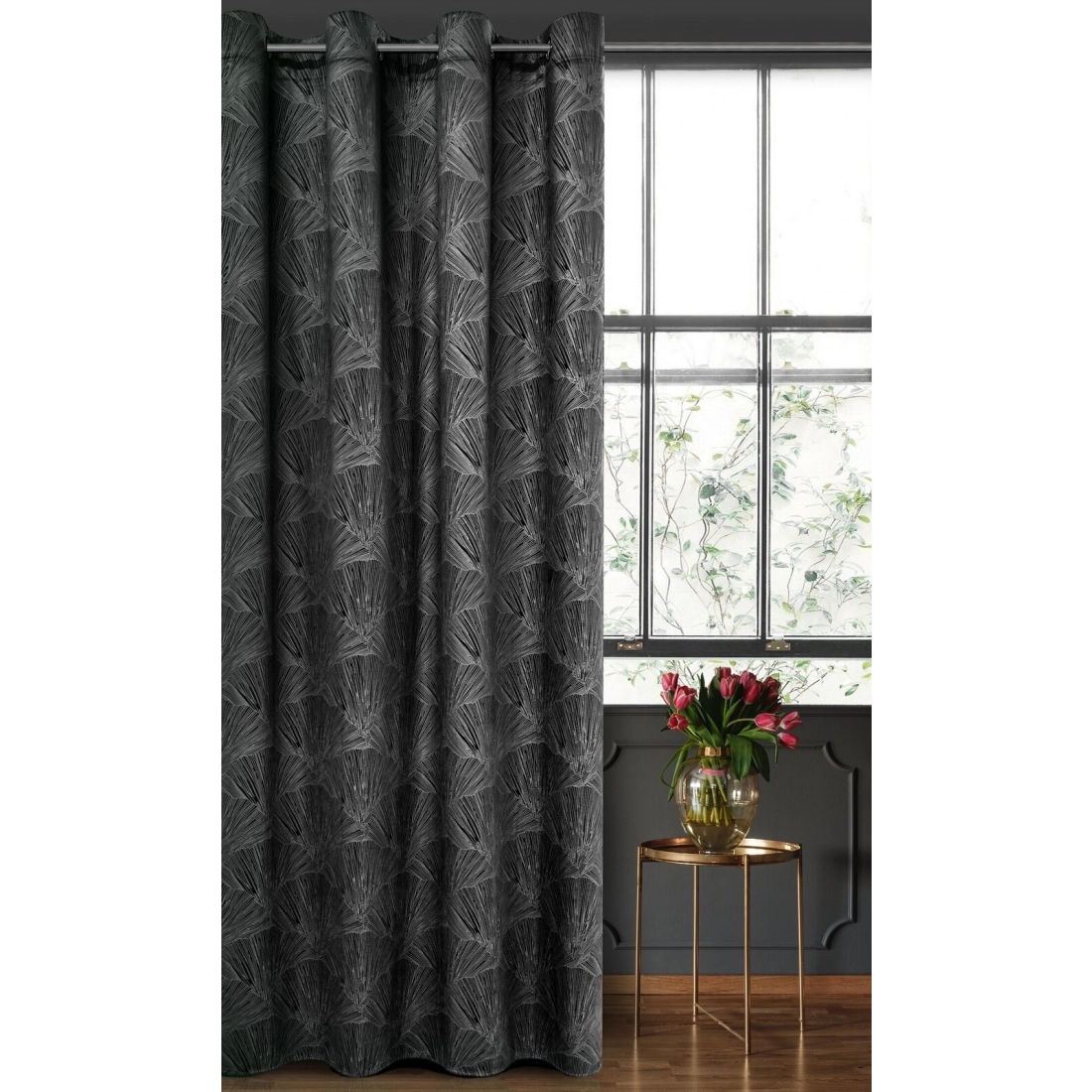 Záves 140x250 cm zamatový čierny, šampanský na kovové krúžky GOJA - Pierre Cardin