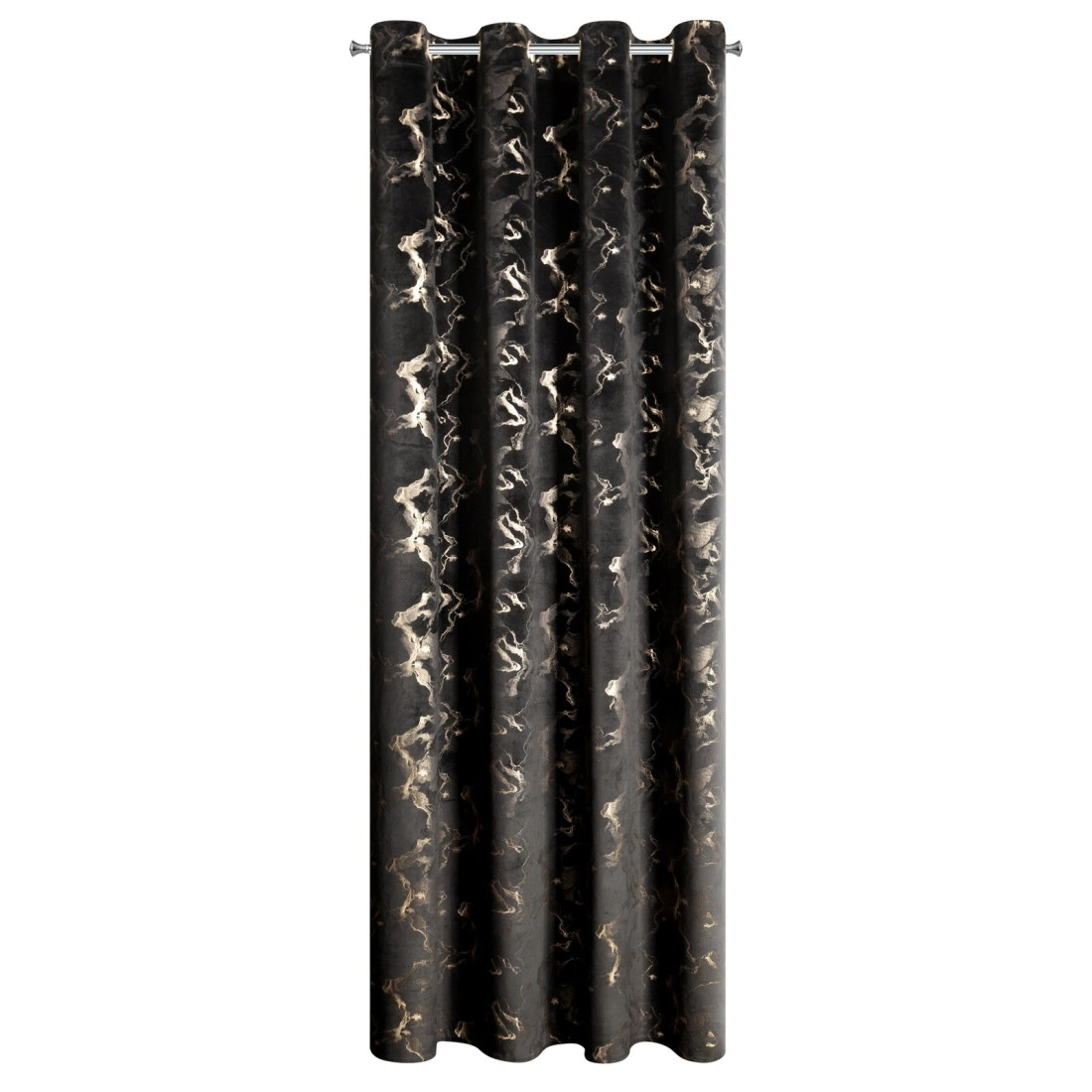 Záves 140x250 cm zamatový čierny šampanský na kovové krúžky RAJA