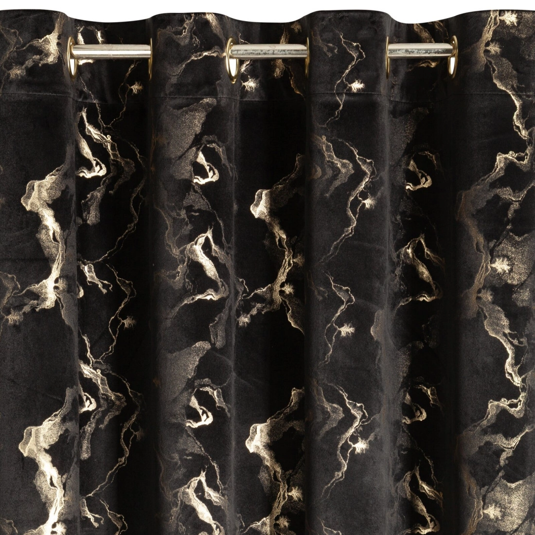 Záves 140x250 cm zamatový čierny šampanský na kovové krúžky RAJA