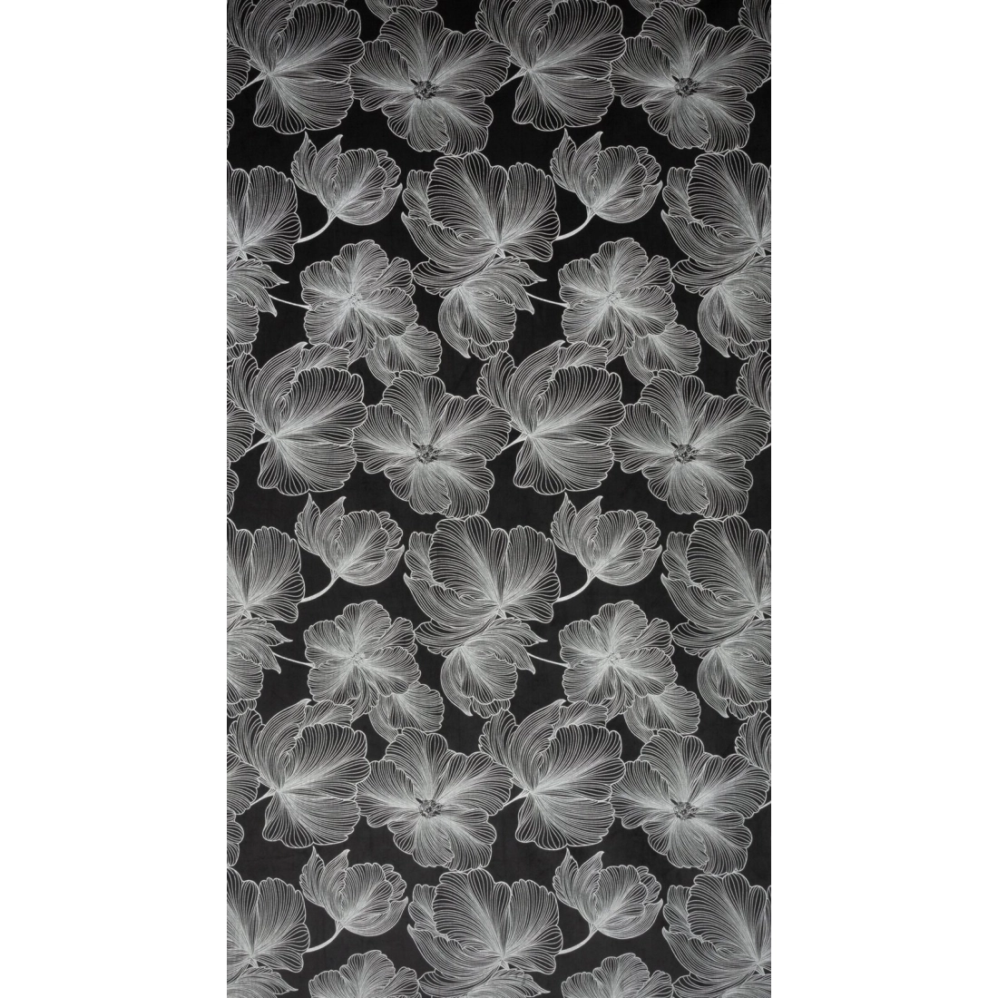 Záves 140x250 cm zamatový čierny strieborný na kovové krúžky STELLA