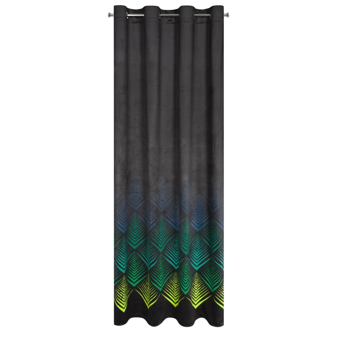 Záves 140x250 cm zamatový čierny, tyrkysový na kovové krúžky ANGELINA