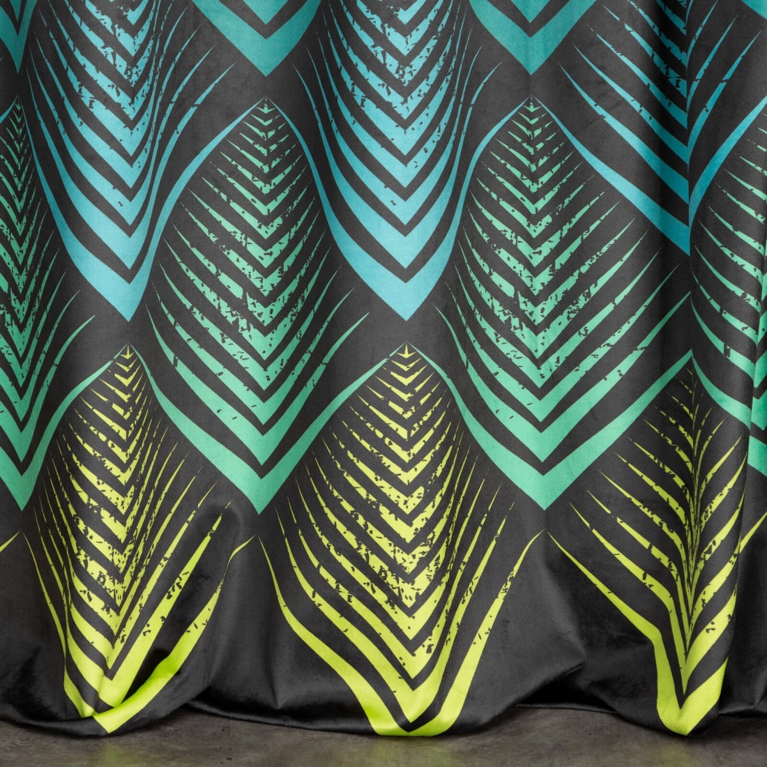 Záves 140x250 cm zamatový čierny, tyrkysový na kovové krúžky ANGELINA