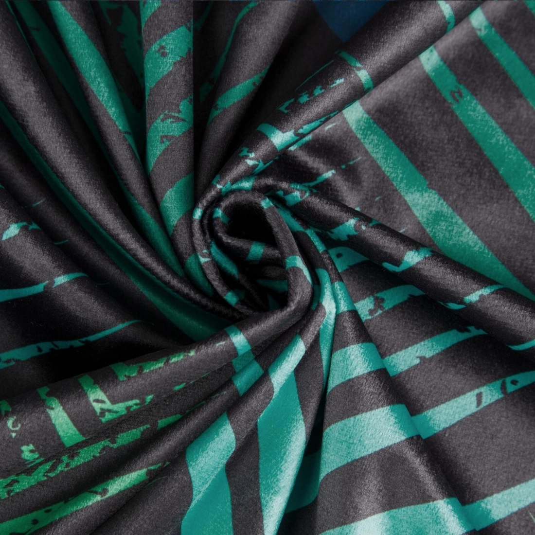 Záves 140x250 cm zamatový čierny, tyrkysový na kovové krúžky ANGELINA