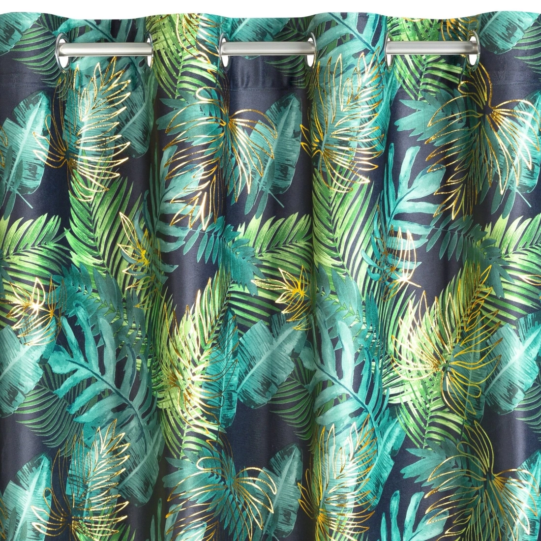 Záves 140x250 cm zamatový čierny zelený na kovové krúžky DAVOS