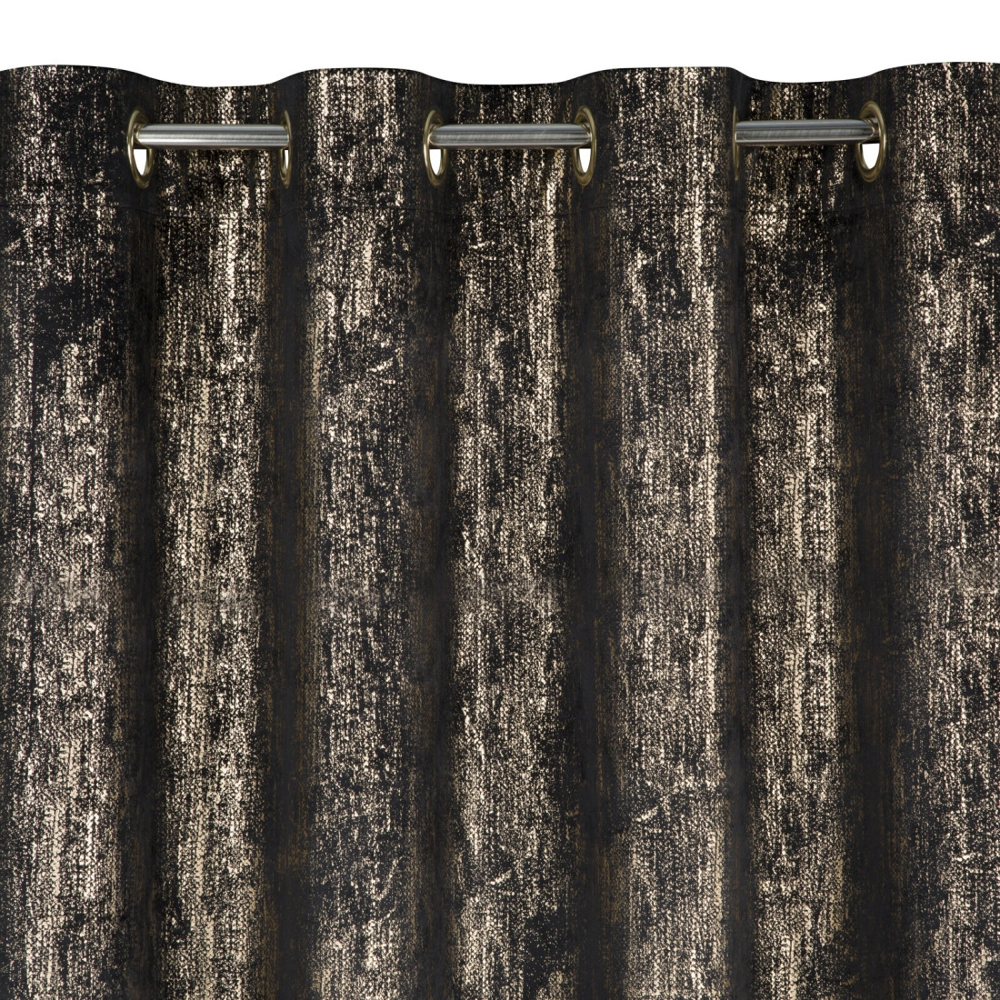 Záves 140x250 cm zamatový čierny zlatý na kovové krúžky DARA
