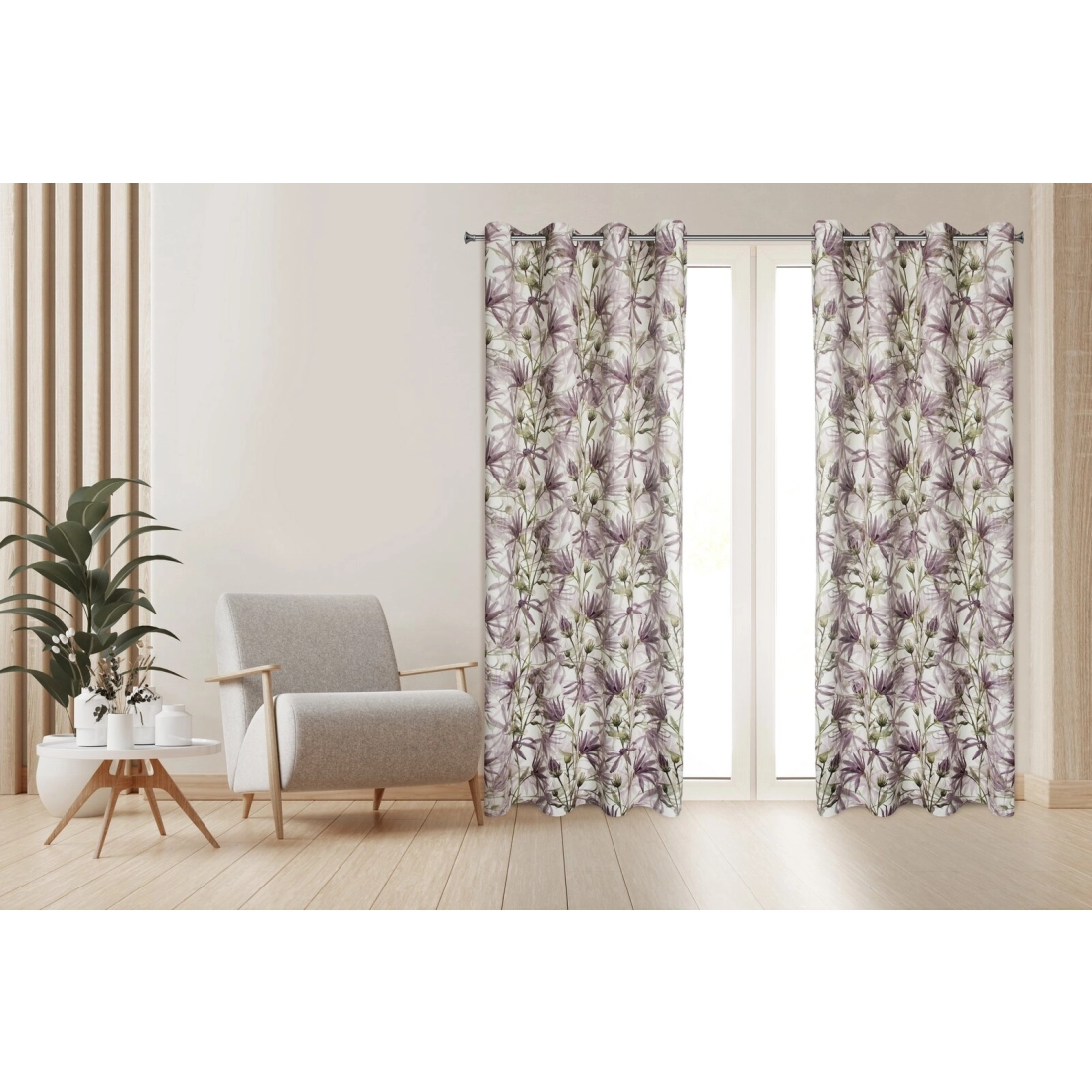 Záves 140x250 cm zamatový fialový zelený na kovové krúžky TESSA