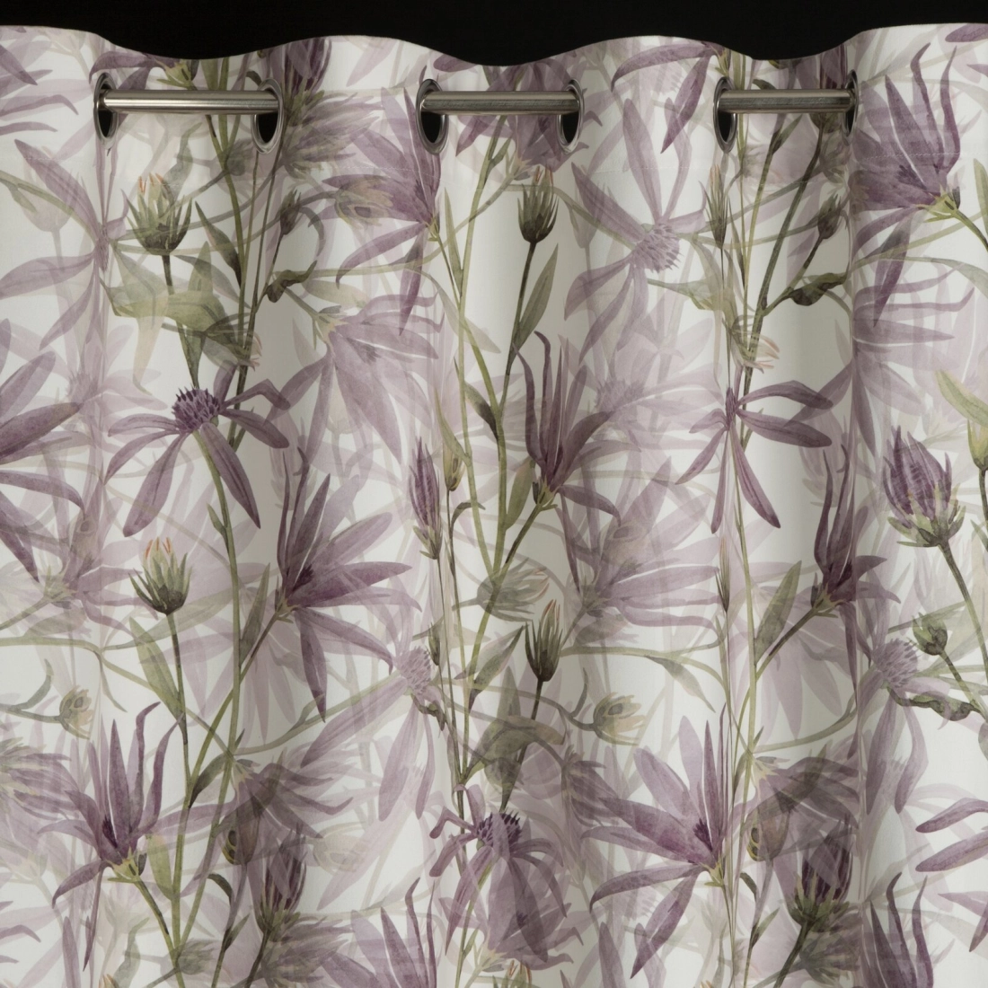 Záves 140x250 cm zamatový fialový zelený na kovové krúžky TESSA