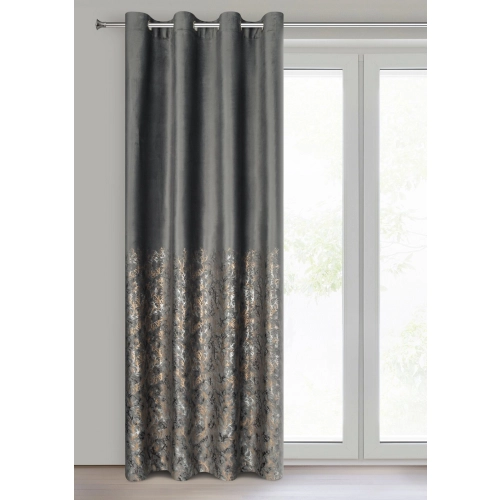 Závěs 140x250 cm sametový grafitový a šampaňský na kovové kroužky TORI