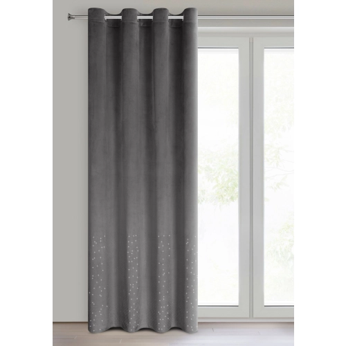 Záves 140x250 cm zamatový grafitový na kovové krúžky ARIADNA