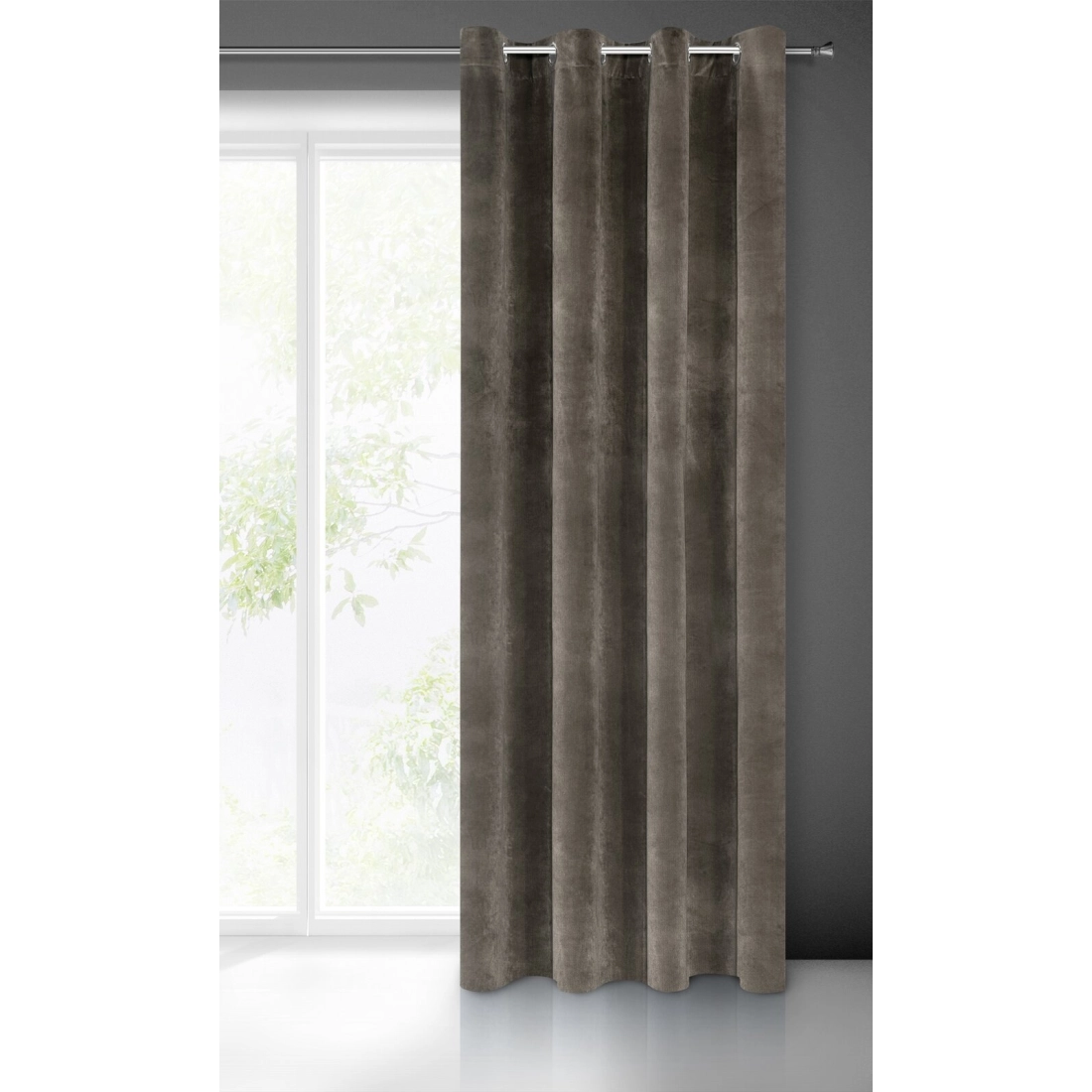 Diva Line grafit bársonyfüggöny 140x250 cm fémkarikákkal