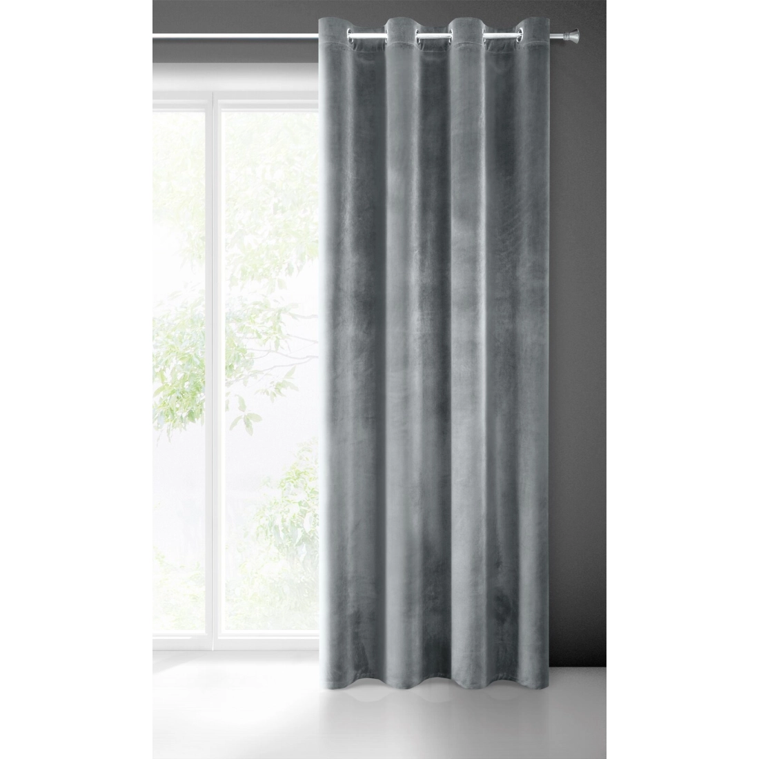 Záves 140x250 cm zamatový grafitový na kovové krúžky SAMANTA
