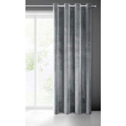 Záves 140x250 cm zamatový grafitový na kovové krúžky SAMANTA