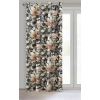 Záves 140x250 cm zamatový grafitový so zelenými kvetmi na kovové krúžky BETTY