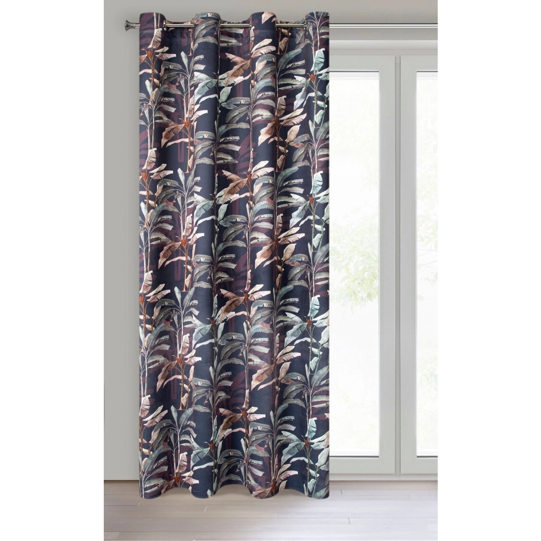 Záves 140x250 cm zamatový grafitový viacfarebný na kovové krúžky NICOL