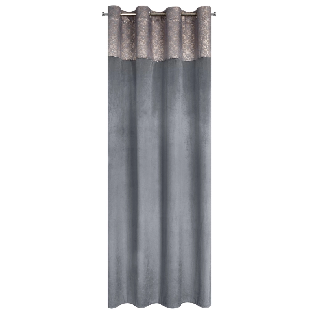 Záves 140x250 cm zamatový grafitový, zlatý na kovové krúžky AGNES Design 91