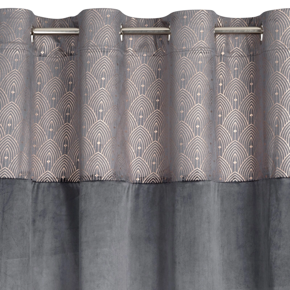 Záves 140x250 cm zamatový grafitový, zlatý na kovové krúžky AGNES Design 91