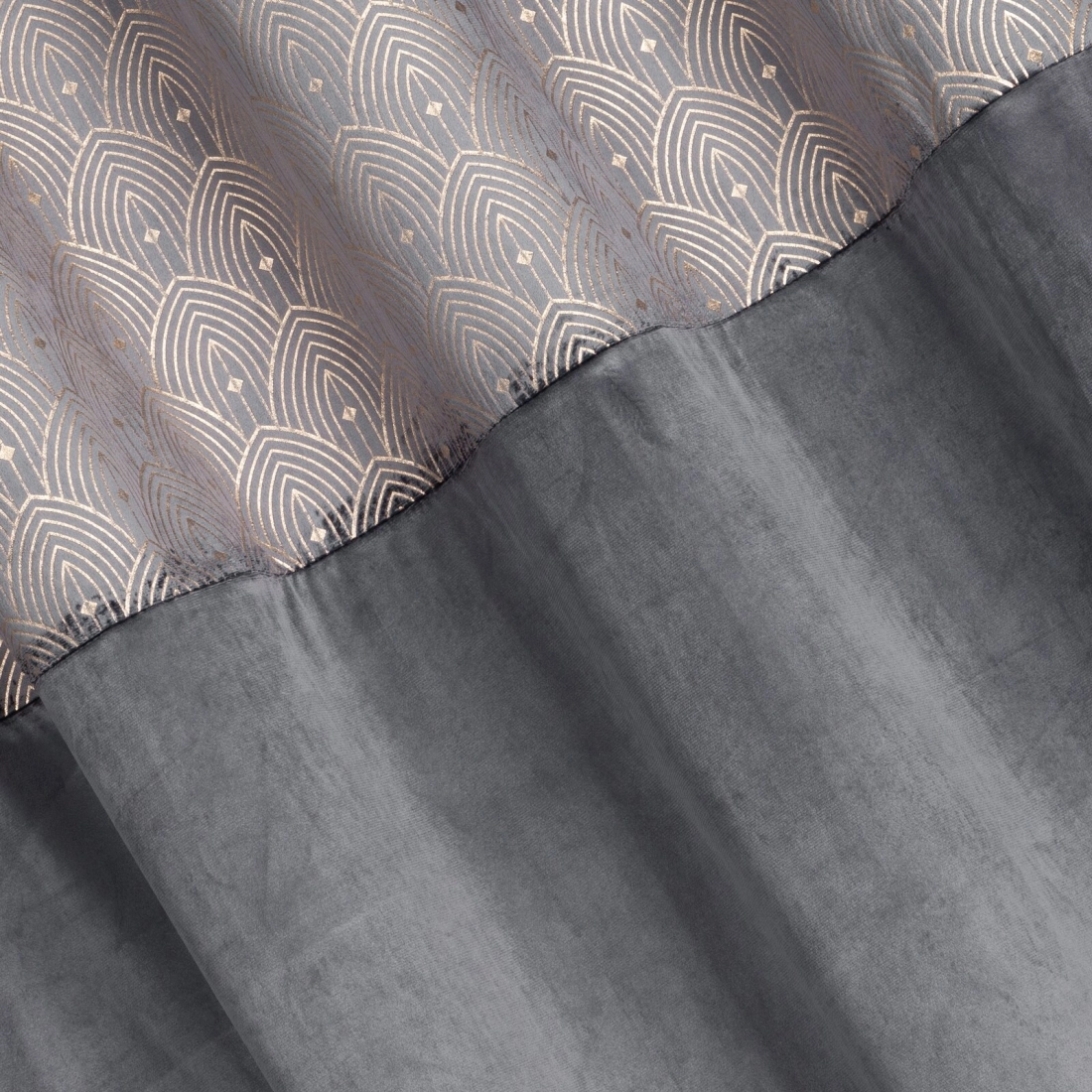 Záves 140x250 cm zamatový grafitový, zlatý na kovové krúžky AGNES Design 91