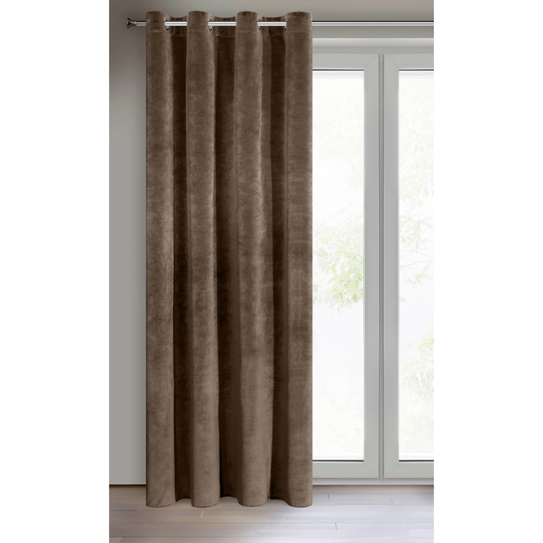 Záves 140x250 cm zamatový hnedý na kovové krúžky RIA Diva Line