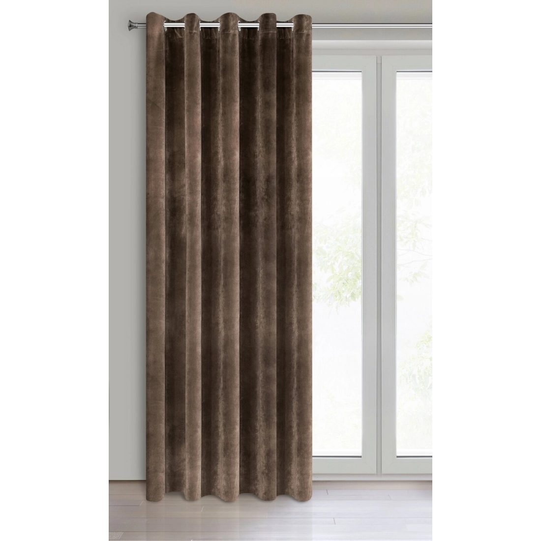 Záves 140x250 cm zamatový hnedý na kovové krúžky VILLA