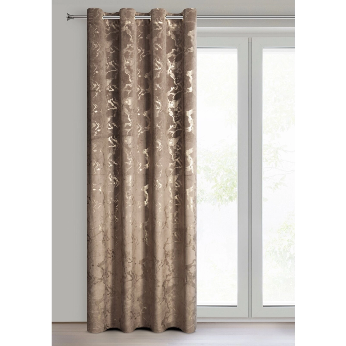 Záves 140x250 cm zamatový hnedý šampanský na kovové krúžky RAJA