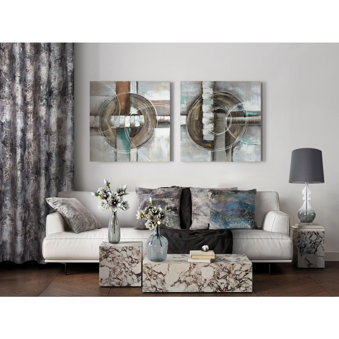 Záves 140x250 cm zamatový hnedý sivý na kovové krúžky ESTER