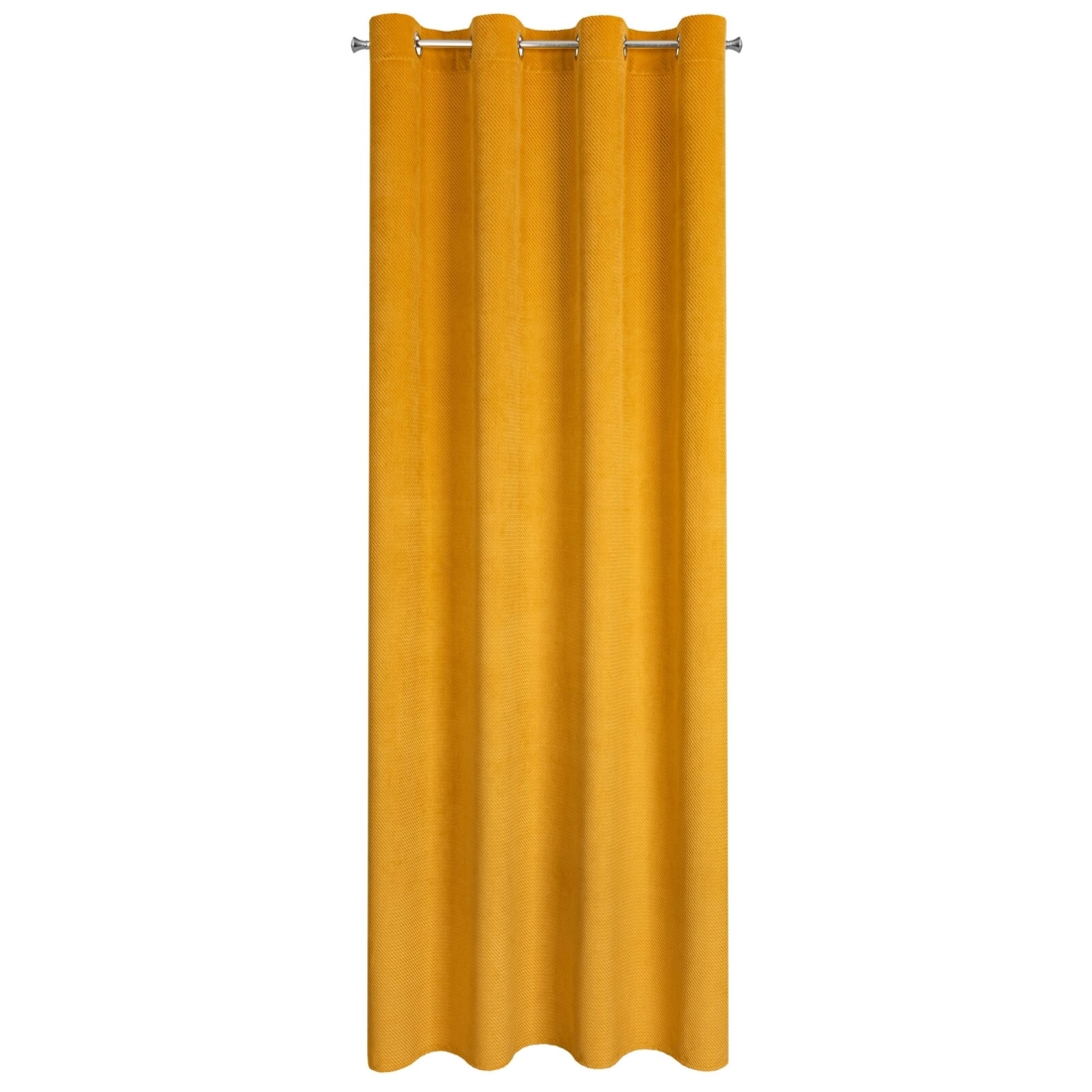 Závěs 140 x 250 cm sametový hořčicový na kovových kroužcích ELIZA