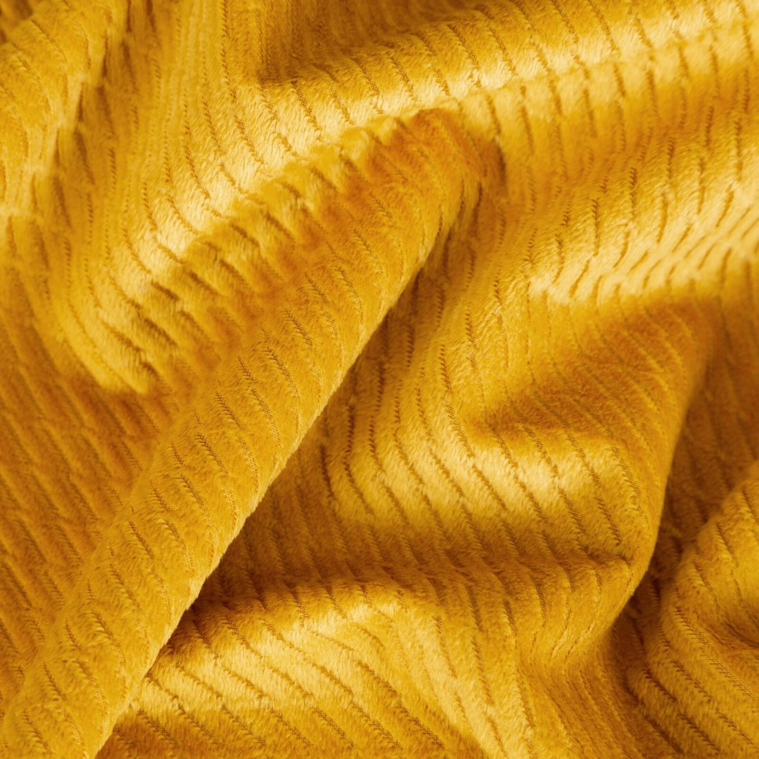 Závěs 140 x 250 cm sametový hořčicový na kovových kroužcích ELIZA