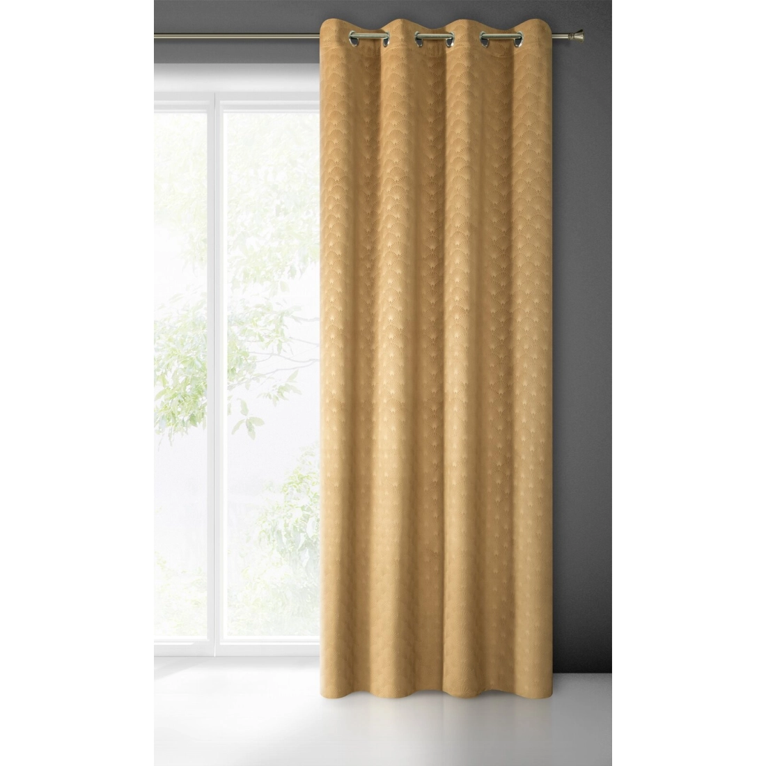 Záves 140x250 cm zamatový horčicový na kovové krúžky JULIA