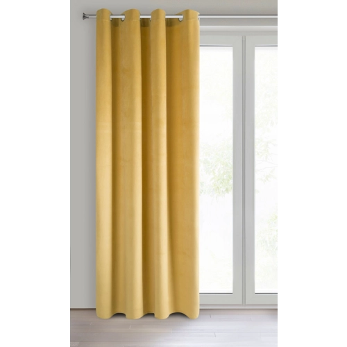 Záves 140x250 cm zamatový horčicový na kovové krúžky PIERRE